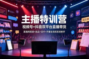 (19140期)主播特训营:视频号+抖音双平台直播带货,直播间搭建+选品+话术+开播全流程系统教学