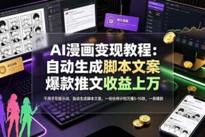 （19170期）AI漫画变现教程：不用手写提示词，自动生成脚本文案，一份伙伴计划万播5-10块，一条爆款推文收益上万