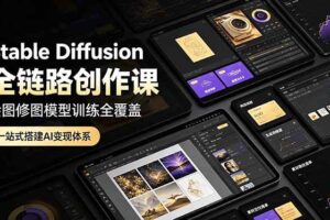 （19154期）Stable Diffusion全链路创作课，绘图修图模型训练全覆盖，一站式搭建AI变现体系