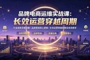 (19340期)品牌电商运维实战课:行业趋势深度拆解|品牌落地核心逻辑|长效运营穿越周期全体系教学