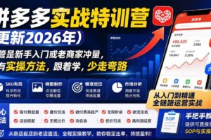 （20280期）拼多多实战特训营(更新26年9月)：不管是新手入门或老商家冲量，都有实操方法，跟着学，少走弯路