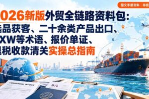 (20722期)2026新版外贸全链路资料包:选品获客、二十余类产品出口、EXW等术语、报价单证、退税收款清关实操总指南