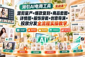(20724期)溯引AI电商工具实战课:混剪量产+爆款复刻+商品套图+详情图+服饰穿戴+创意导演+投放分发全流程实操教学