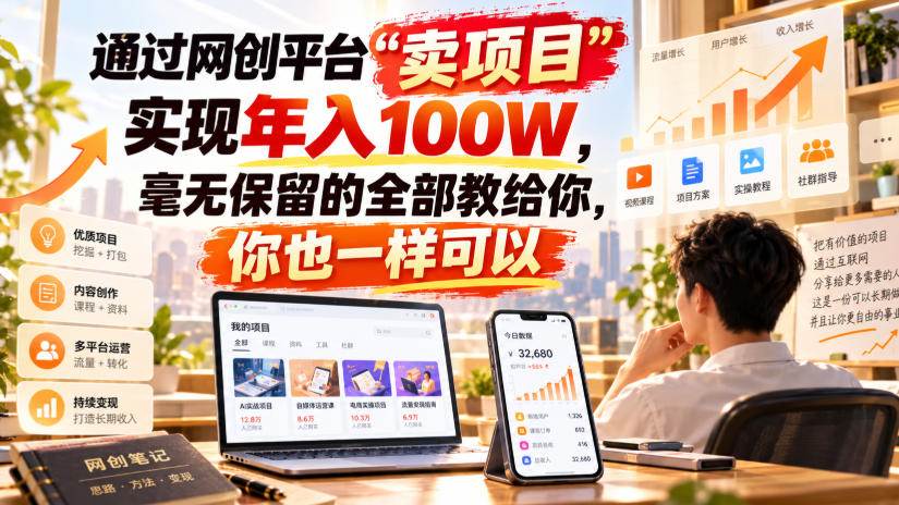 （20790期）通过网创平台“卖项目”实现年入百万，毫无保留的全部教给你！